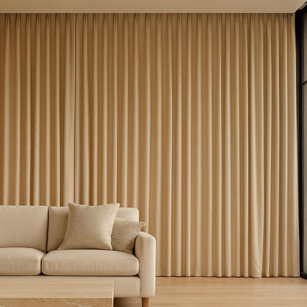 Warm Wheat-Beige Linen Curtains - Herringbone Texture, Custom Pleats — image 5