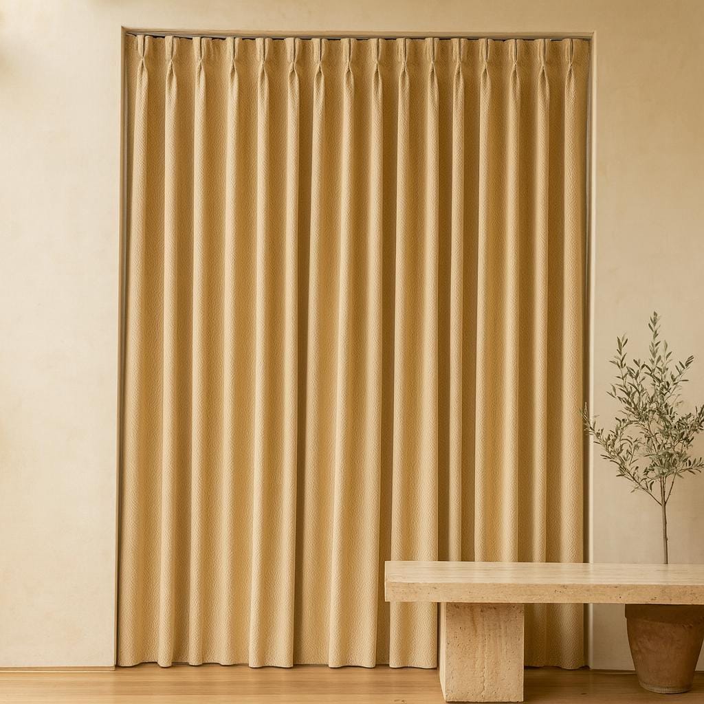 Warm Wheat-Beige Linen Curtains - Herringbone Texture, Custom Pleats — image 7