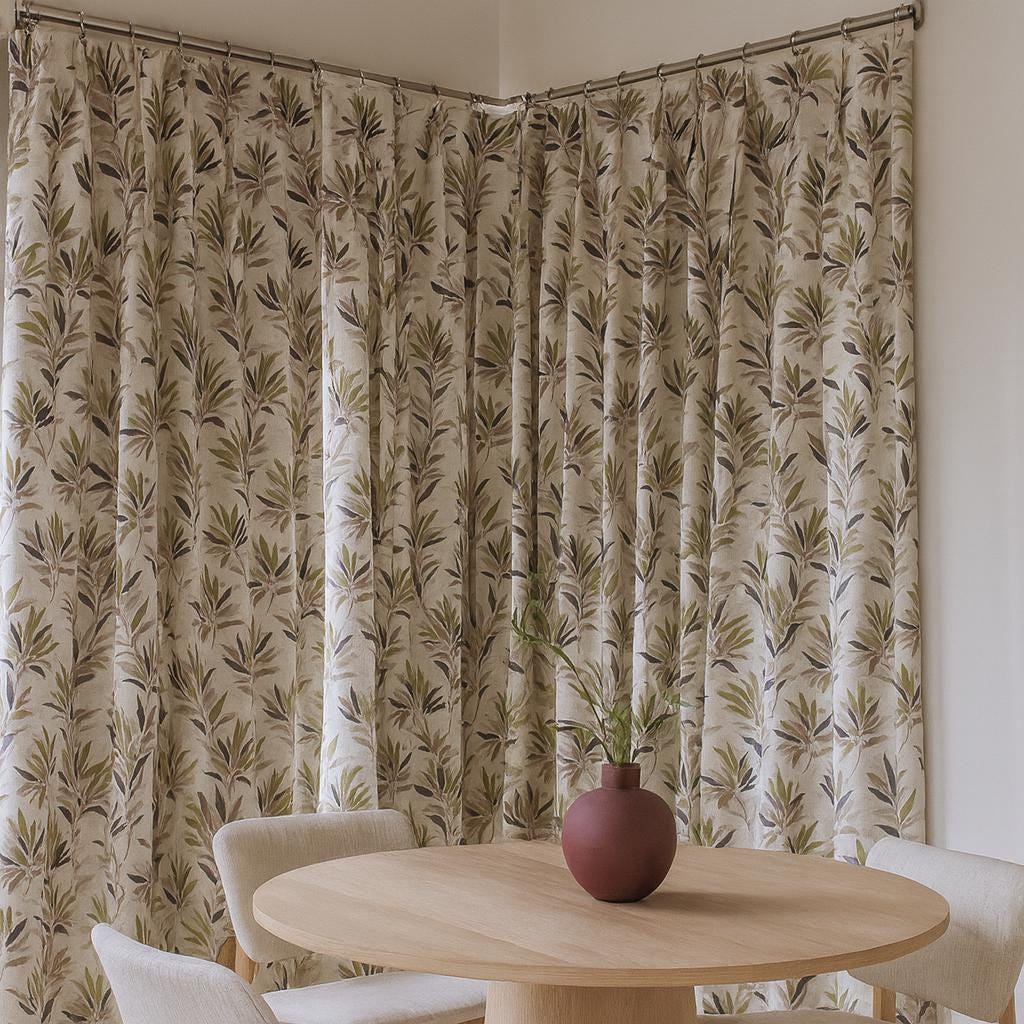 Botanical Linen Curtains: Olive Plum Leaves - Blackout or Cotton Lined — image 7