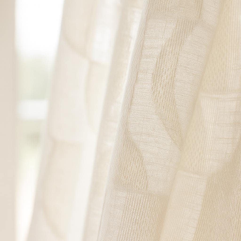 Ivory Linen Sheer Curtain - Organic Fabric with Soft Geometric Pattern — image 1