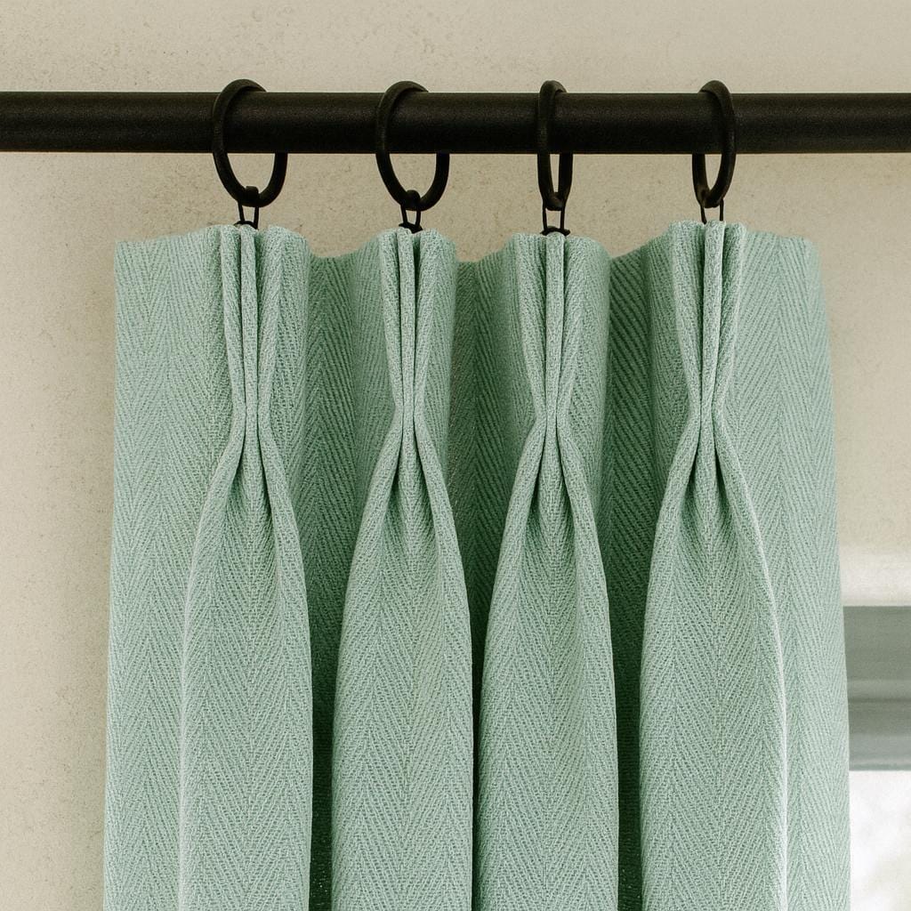 Pinch Pleat Curtains: Seafoam Mint Linen (Organic Cotton or Blackout) — image 1