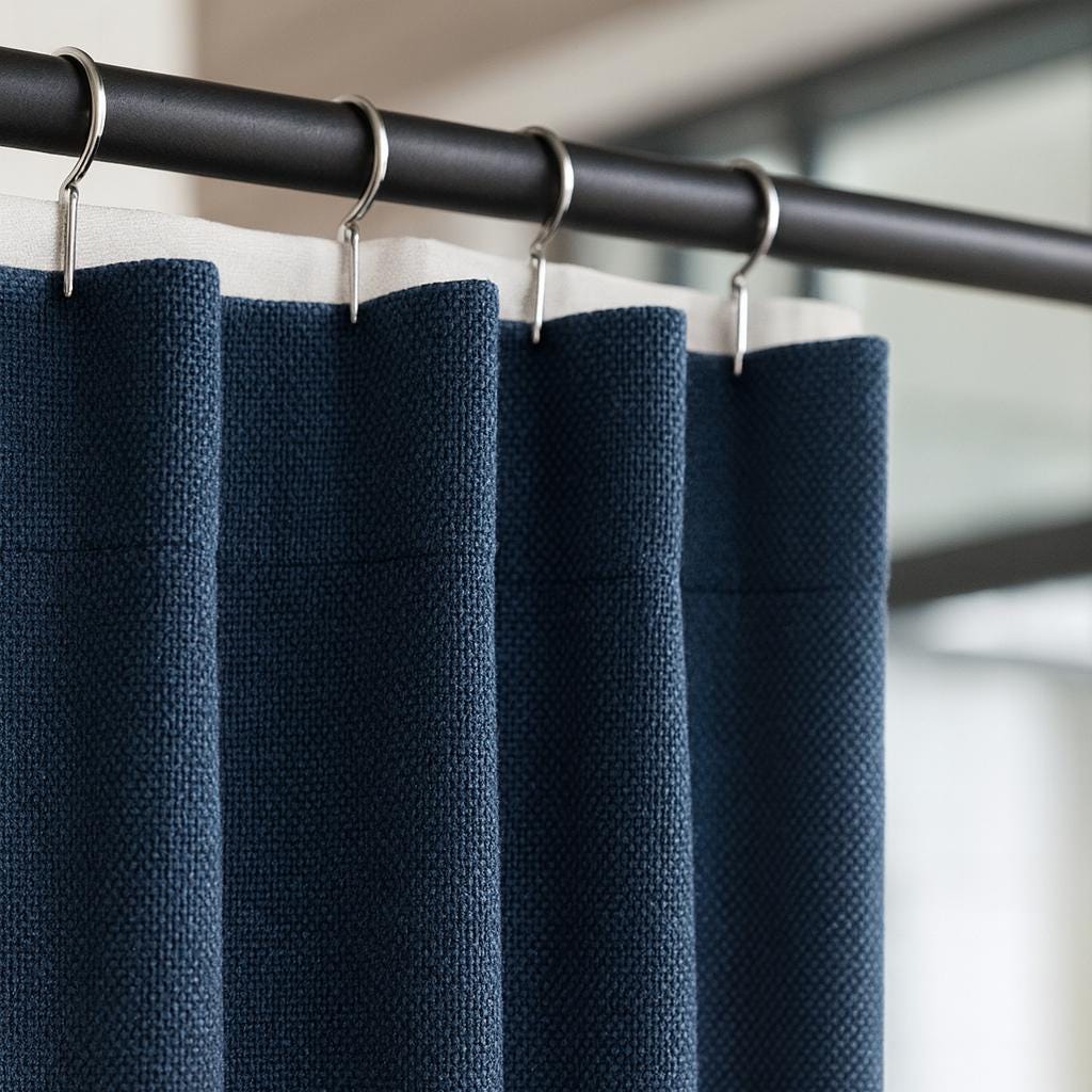 Navy Organic Cotton Curtain: Heavy Artisan Weave, Custom Length — image 3