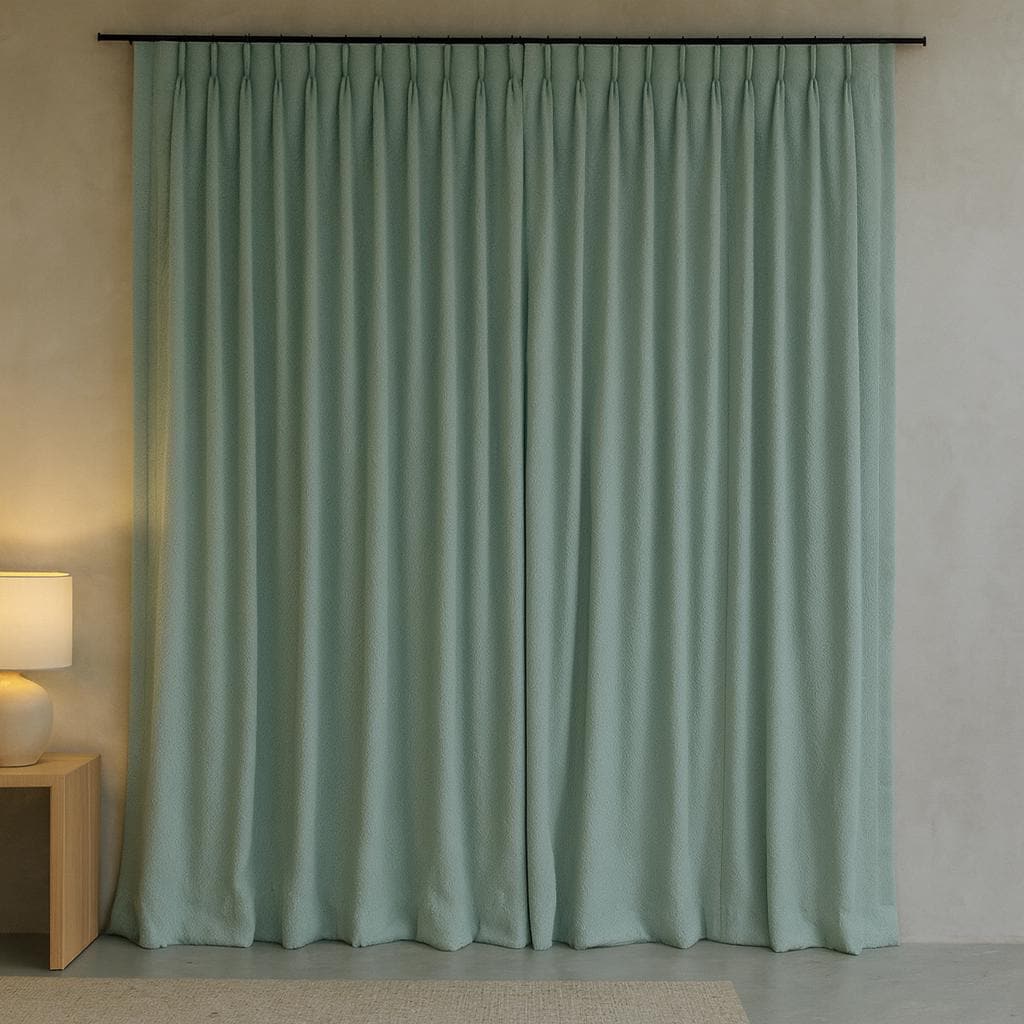 Pinch Pleat Curtains: Seafoam Mint Linen (Organic Cotton or Blackout) — image 5