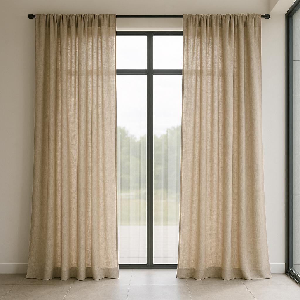 Organic Hemp Curtains: Oatmeal Beige, Semi-Sheer or Cotton Lined — image 4