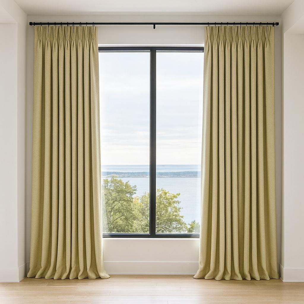 Pinch Pleat Curtains: Sage Green Cotton Drapes (Dual, Triple, Euro) — image 6