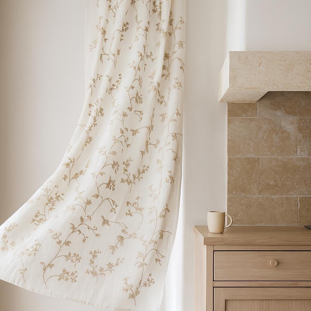 Sheer Linen Curtains: Flax Floral Embroidery (Hooks, Grommet, Rod Pocket) — image 5