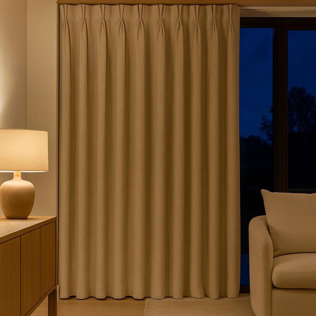 Oatmeal Linen Curtains - Herringbone Texture, Dual or Triple Pleats — image 6