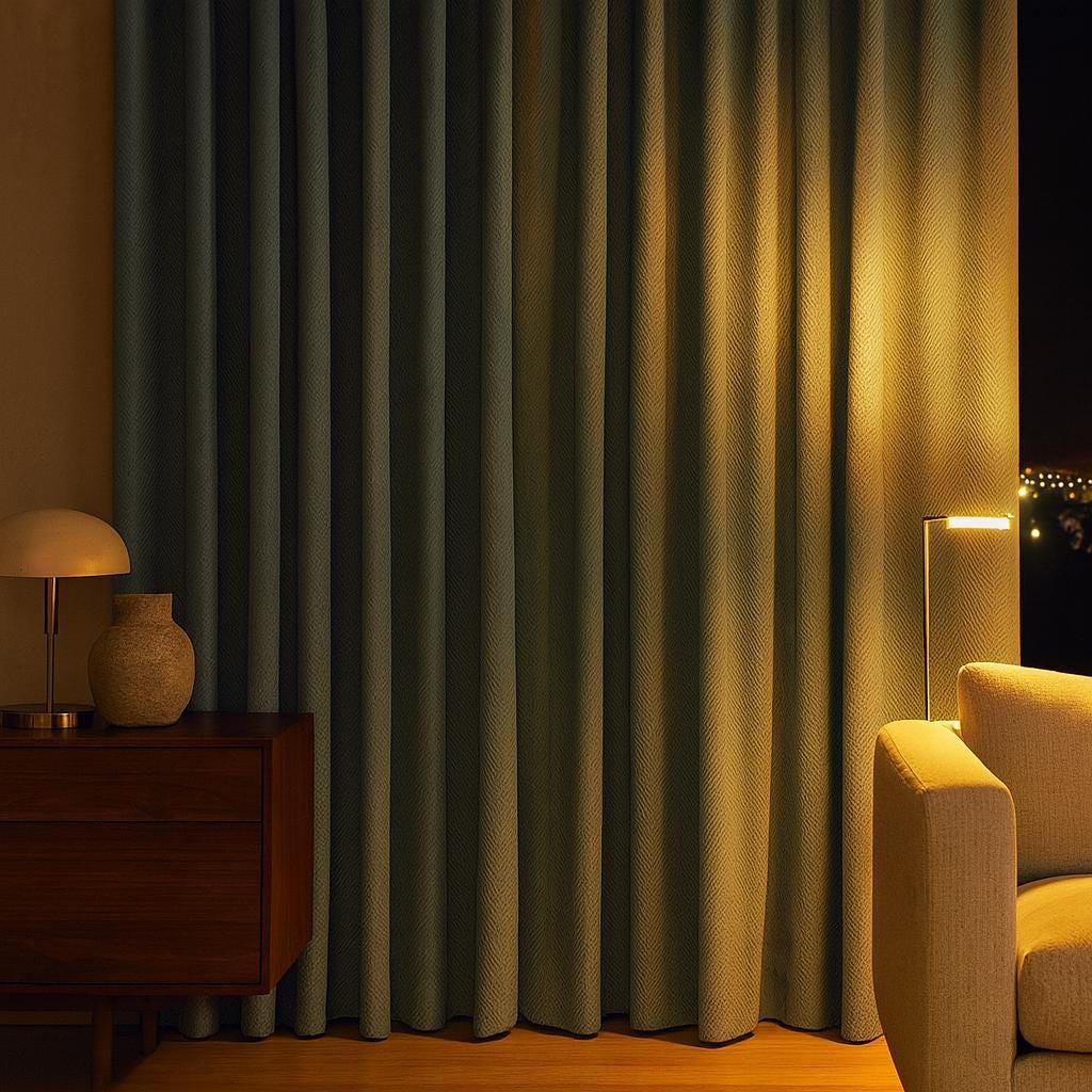 Pinch Pleat Curtains: Blue Herringbone Linen - Custom Size Options — image 6
