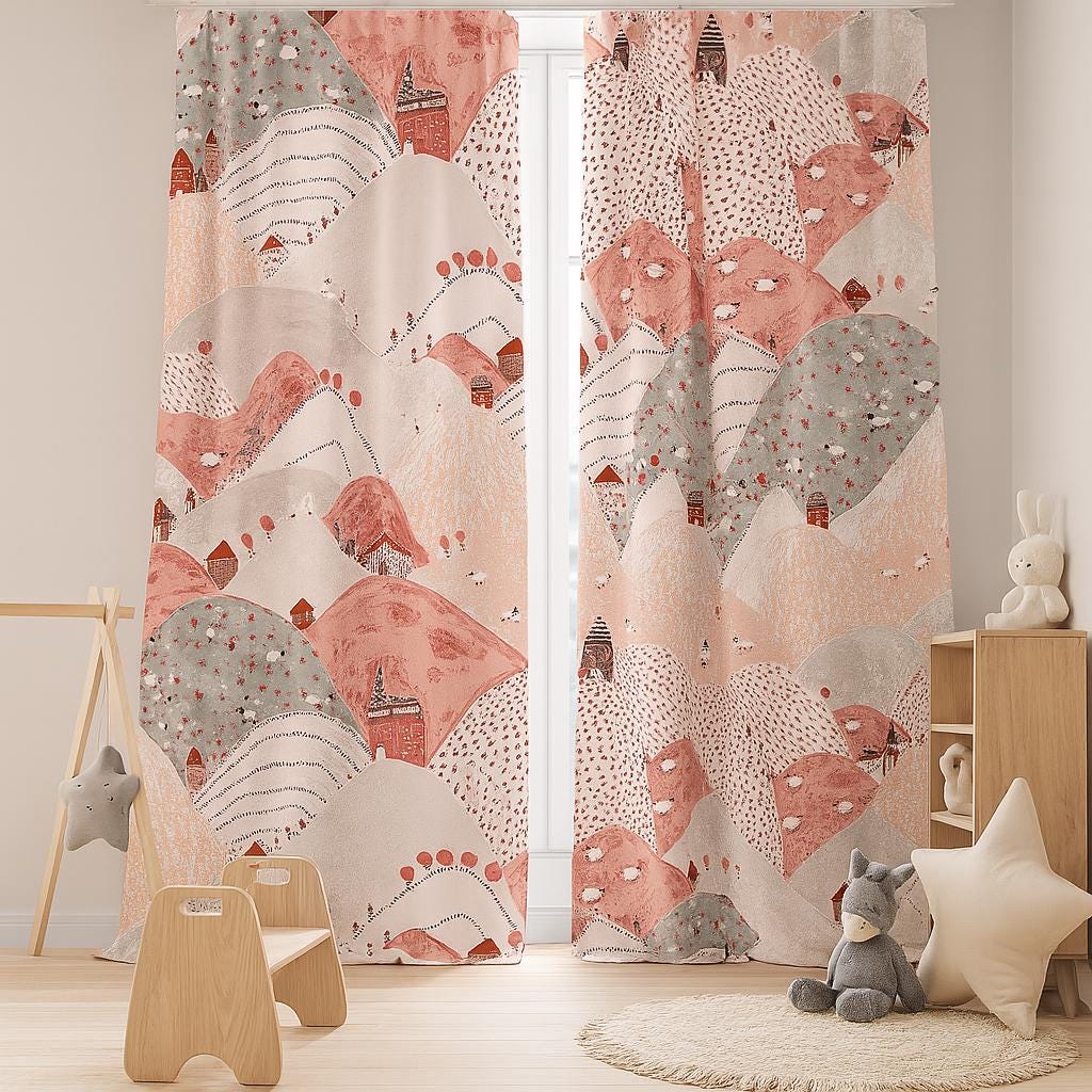 Velvet Blackout Curtains for Kids - Pastel Hills, Custom Sizes — image 2