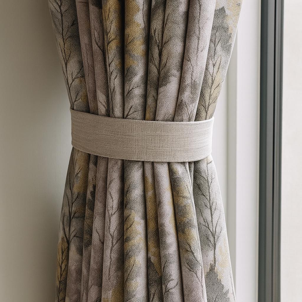Organic Linen Curtains, Watercolor Trees, Blackout (Pinch Pleat Options) — image 1