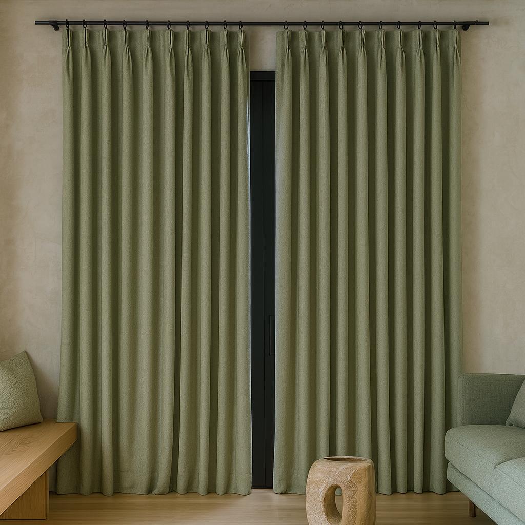 Sage Green Linen Curtains - Pinch Pleat, Made to Measure — image 5