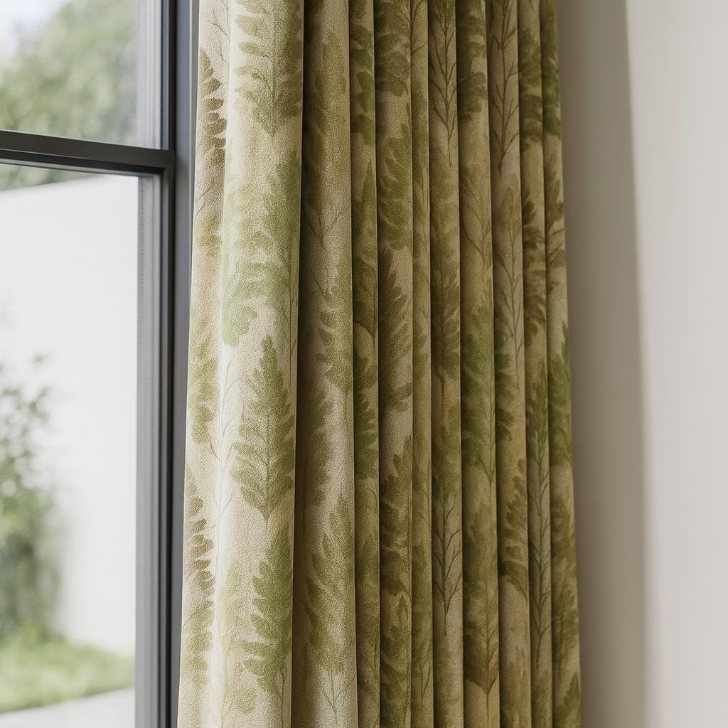 Watercolor Forest Linen Curtains - Pinch Pleats, Organic Fabric — image 1