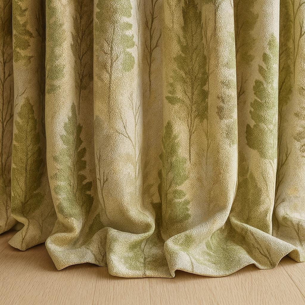 Watercolor Forest Linen Curtains - Pinch Pleats, Organic Fabric — image 5