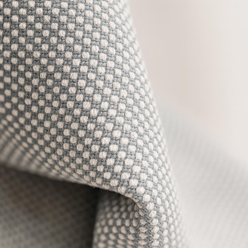 Seal Grey Organic Cotton Curtain: Two-Tone Micro-Check, Custom Length — image 1
