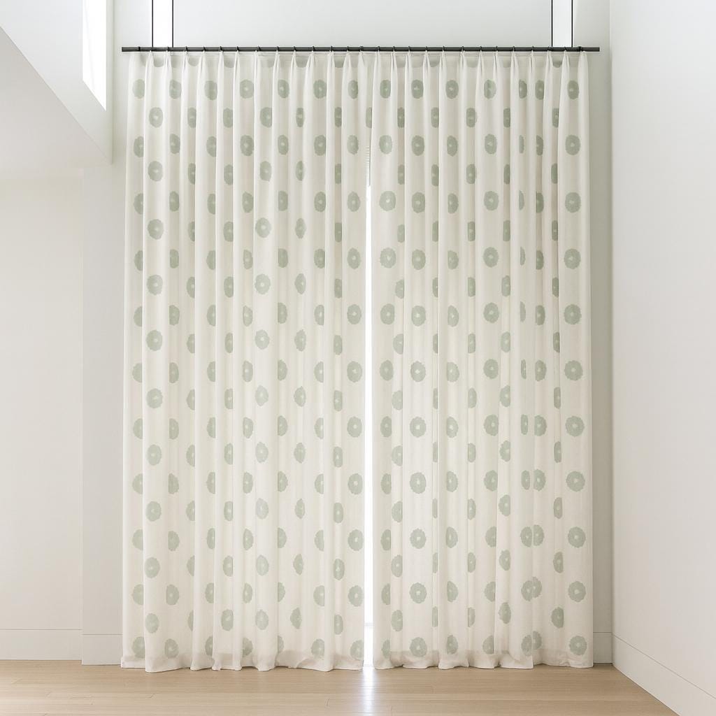 Organic Linen Curtains, Embroidered Ivory & Blue (Custom Sizes, Blackout Option) — image 6