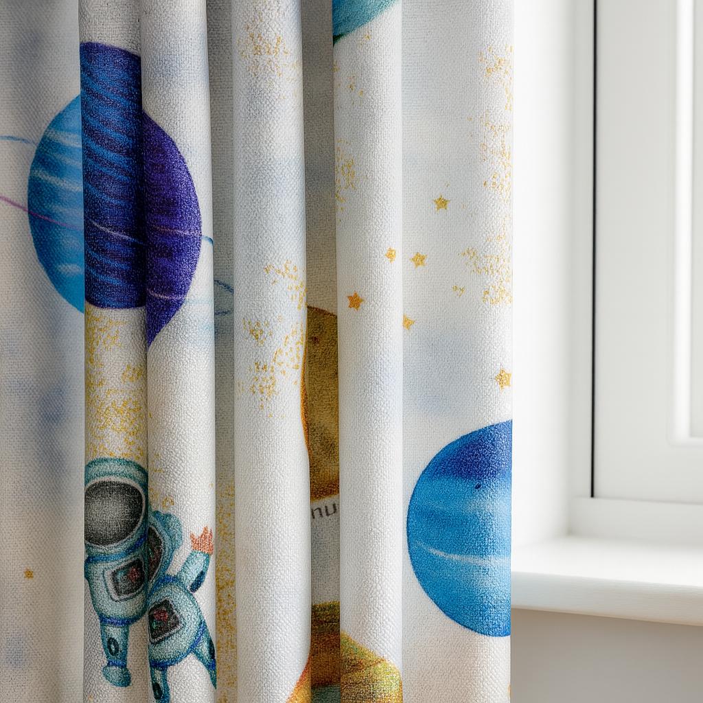 Organic Linen Kids Curtains, Space Print, Blackout (Custom Sizes) — image 6