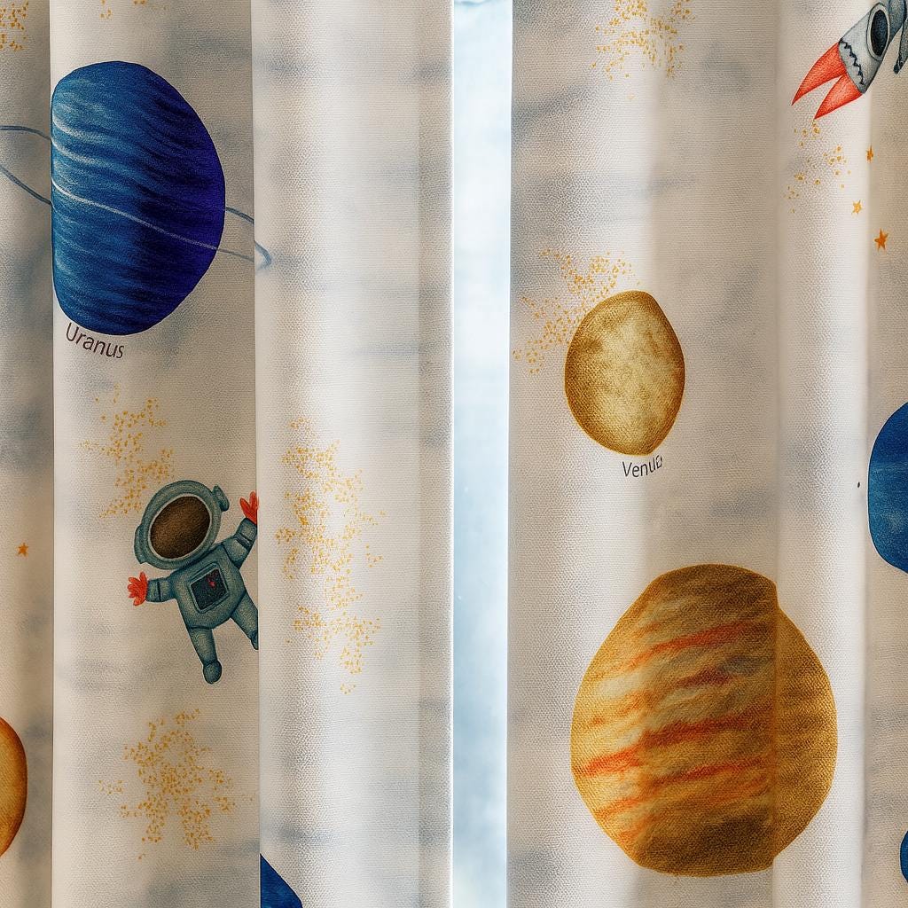 Organic Linen Kids Curtains, Space Print, Blackout (Custom Sizes) — image 8