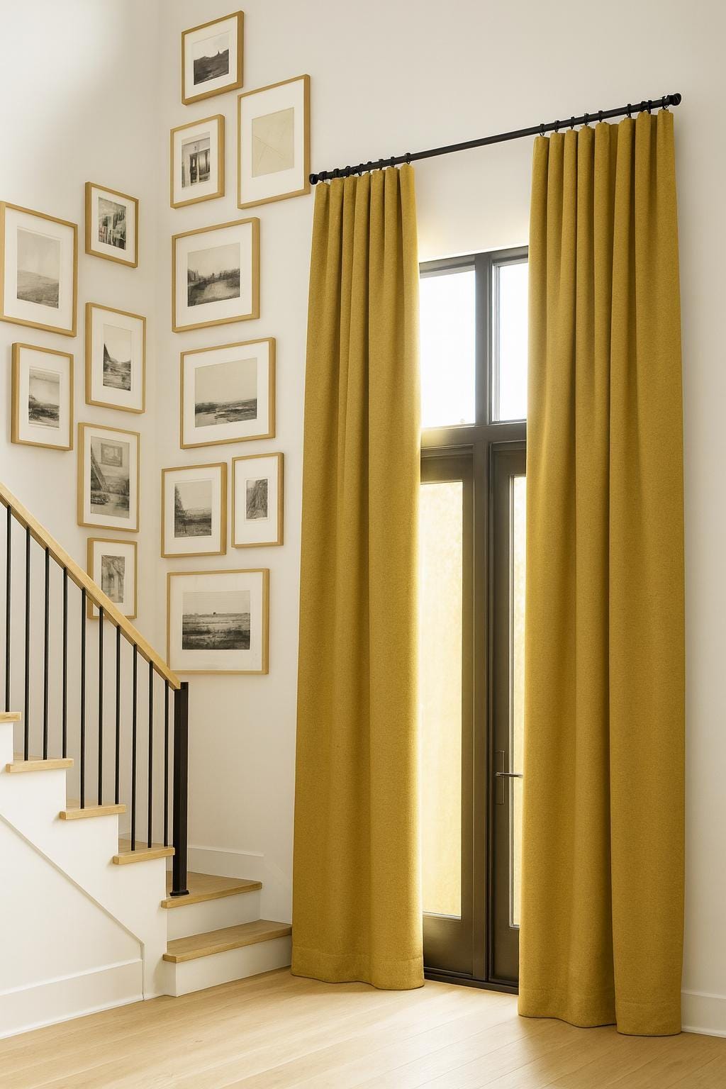 Mustard Yellow Curtains: Organic Cotton Artisan Weave, Blackout Option — image 2