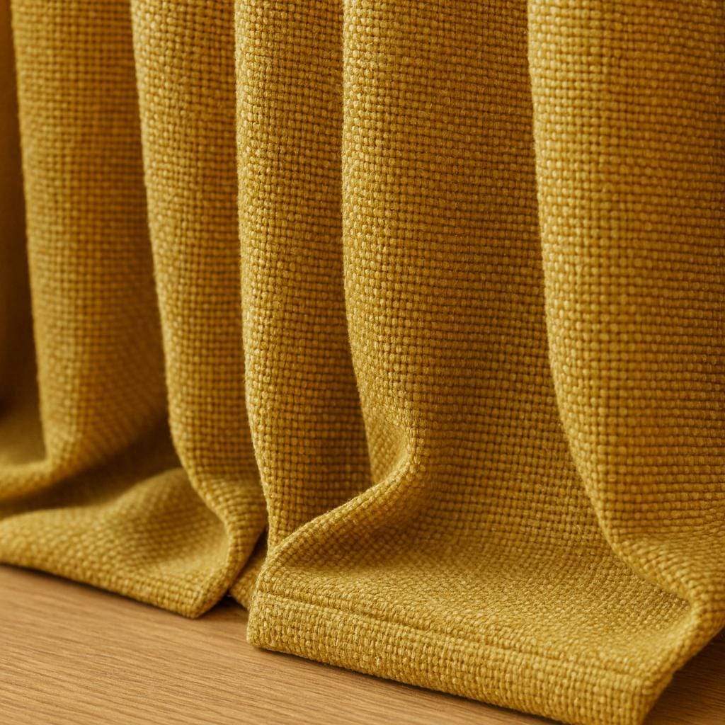 Mustard Yellow Curtains: Organic Cotton Artisan Weave, Blackout Option — image 4