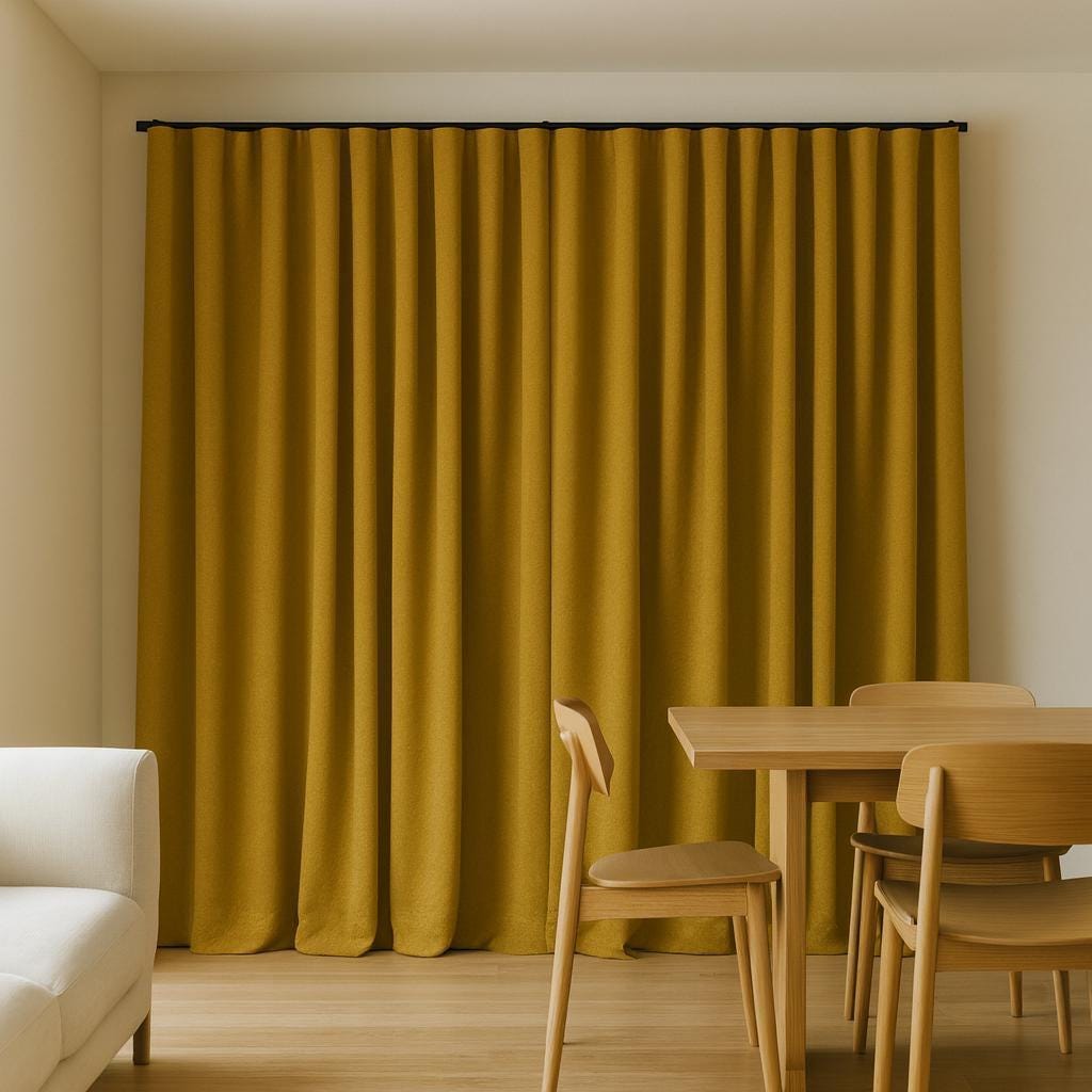 Mustard Yellow Curtains: Organic Cotton Artisan Weave, Blackout Option — image 5