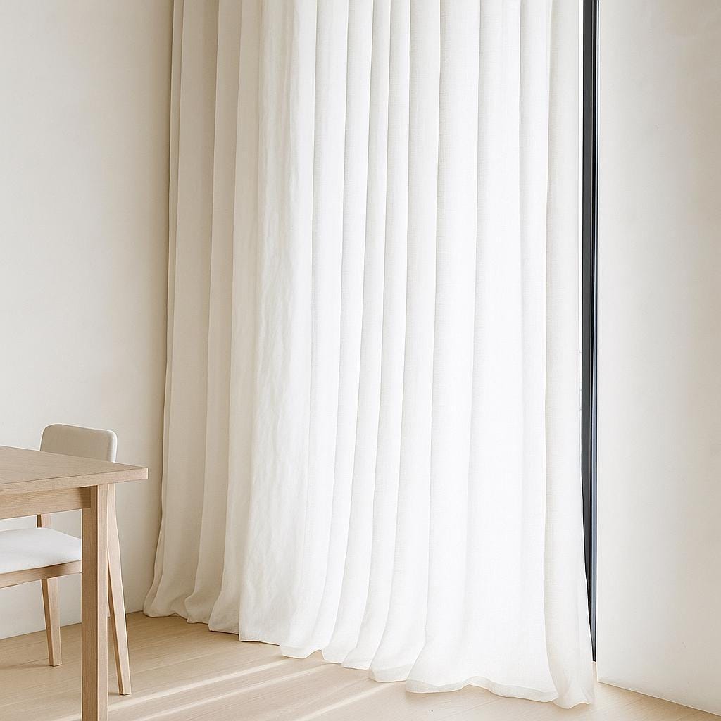 White Linen Sheer Curtains - Airy, Washed Soft Panels — image 6