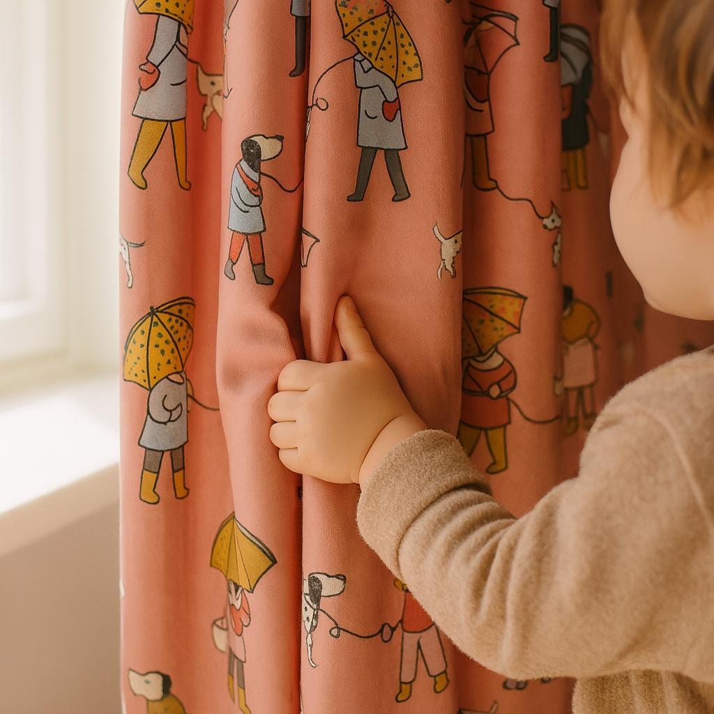 Kids Blackout Curtains: Whimsical Rainy Day Dog Print (Custom Size Available) — image 1