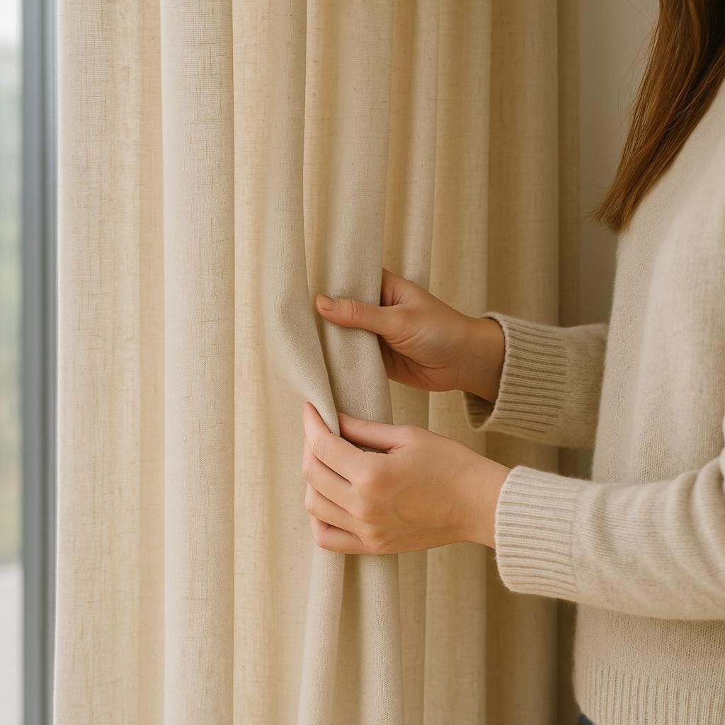 Natural Hemp Curtains: Oatmeal Beige - Semi-Sheer or Lined Panels — image 1