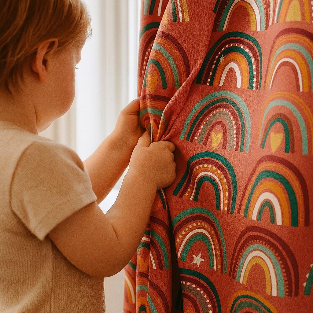 Kids Nursery Curtains: Rainbow Print, Organic Cotton - Blackout or Light-Filtering — image 2