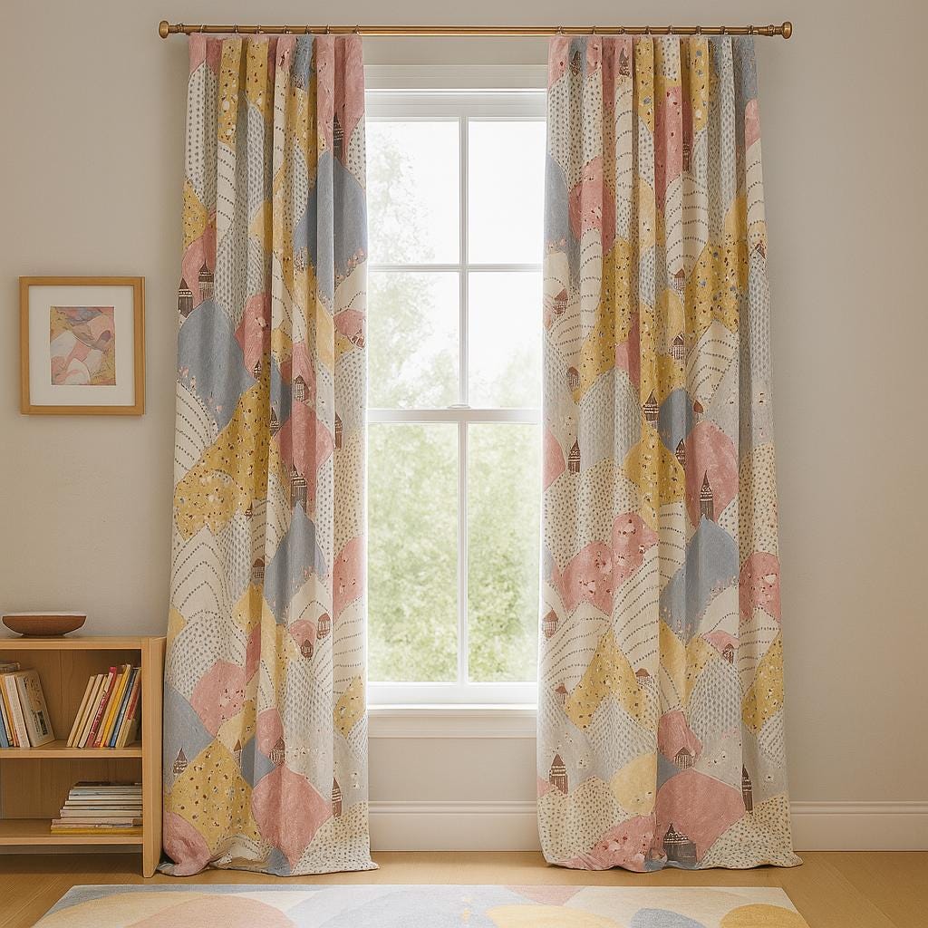 Kids Blackout Curtains: Whimsical Pastel Mountains - Soft Velvet — image 7