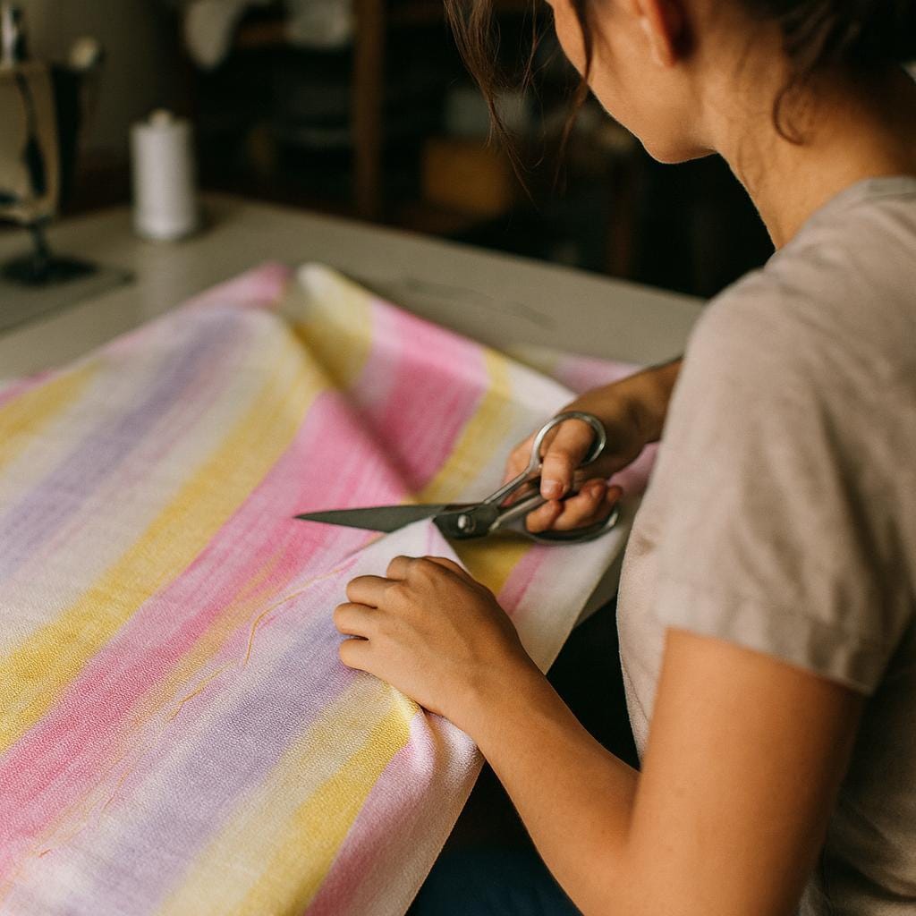 Organic Linen Blackout Curtains: Pastel Watercolor Stripes, Nursery — image 7