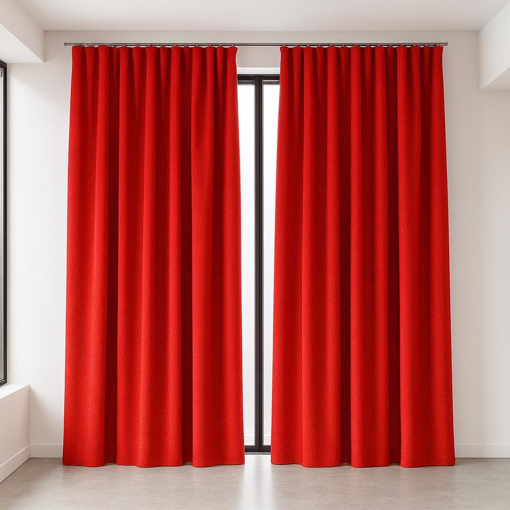 Solid Red Organic Cotton Curtains: Thick Blackout Panels, Custom Size — image 2