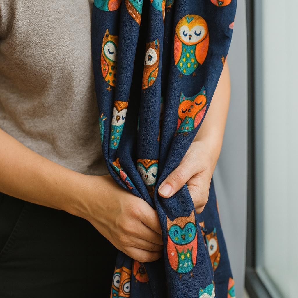 Nursery Curtains, Organic Cotton, Navy Owl Print (Single or Pair) — image 2