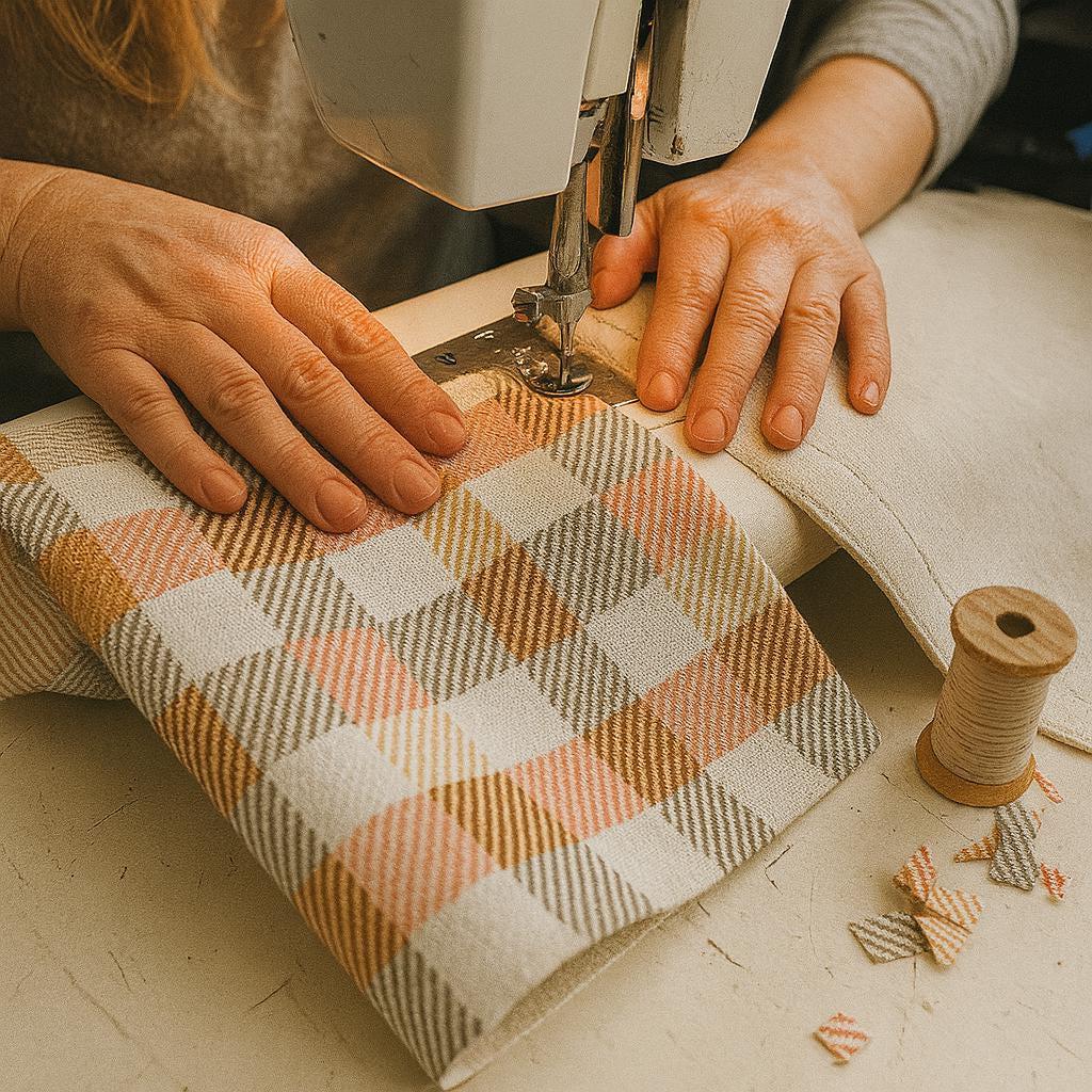 Plaid Linen Curtains, Blush Pink & Beige Gingham (Blackout, Custom Size) — image 4