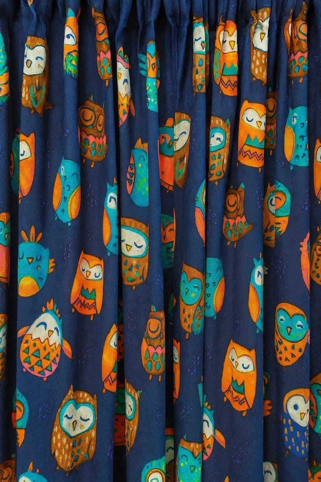 Nursery Curtains, Organic Cotton, Navy Owl Print (Single or Pair) — image 5