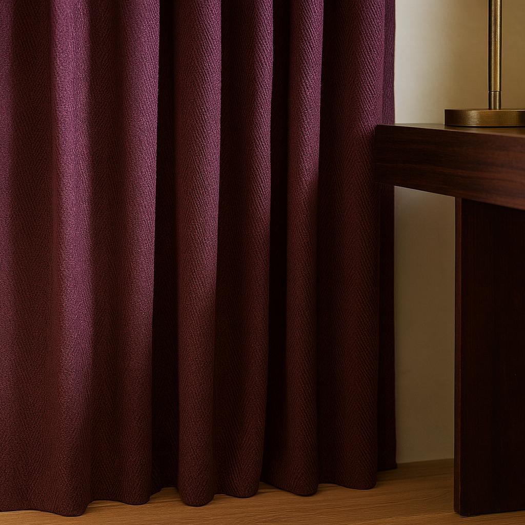 Pinch Pleat Curtains: Aubergine Linen - Blackout or Light-Filtering — image 3