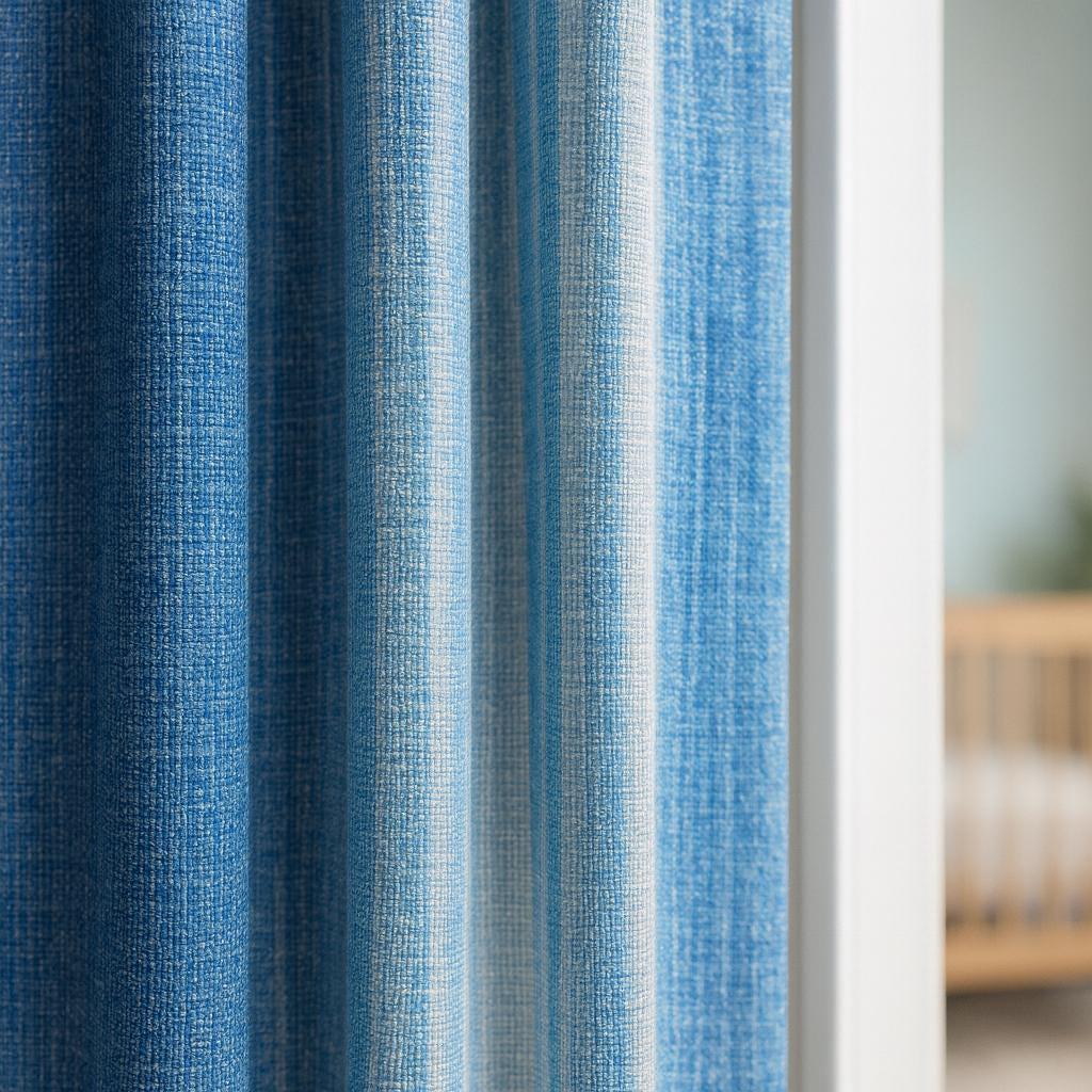 Organic Linen Curtains: Ocean Blue Watercolor Stripes (Kids Room, Blackout) — image 4