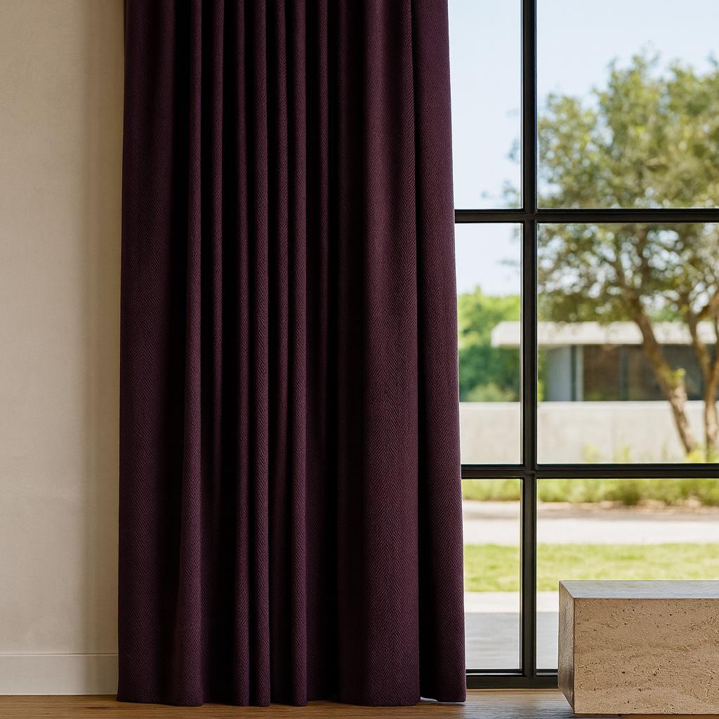 Pinch Pleat Curtains: Aubergine Linen - Blackout or Light-Filtering — image 6