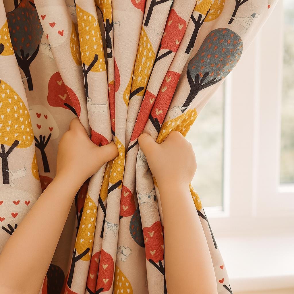 Blush Pink Woodland Curtains: Organic Cotton, Kids Nursery Drapes — image 4