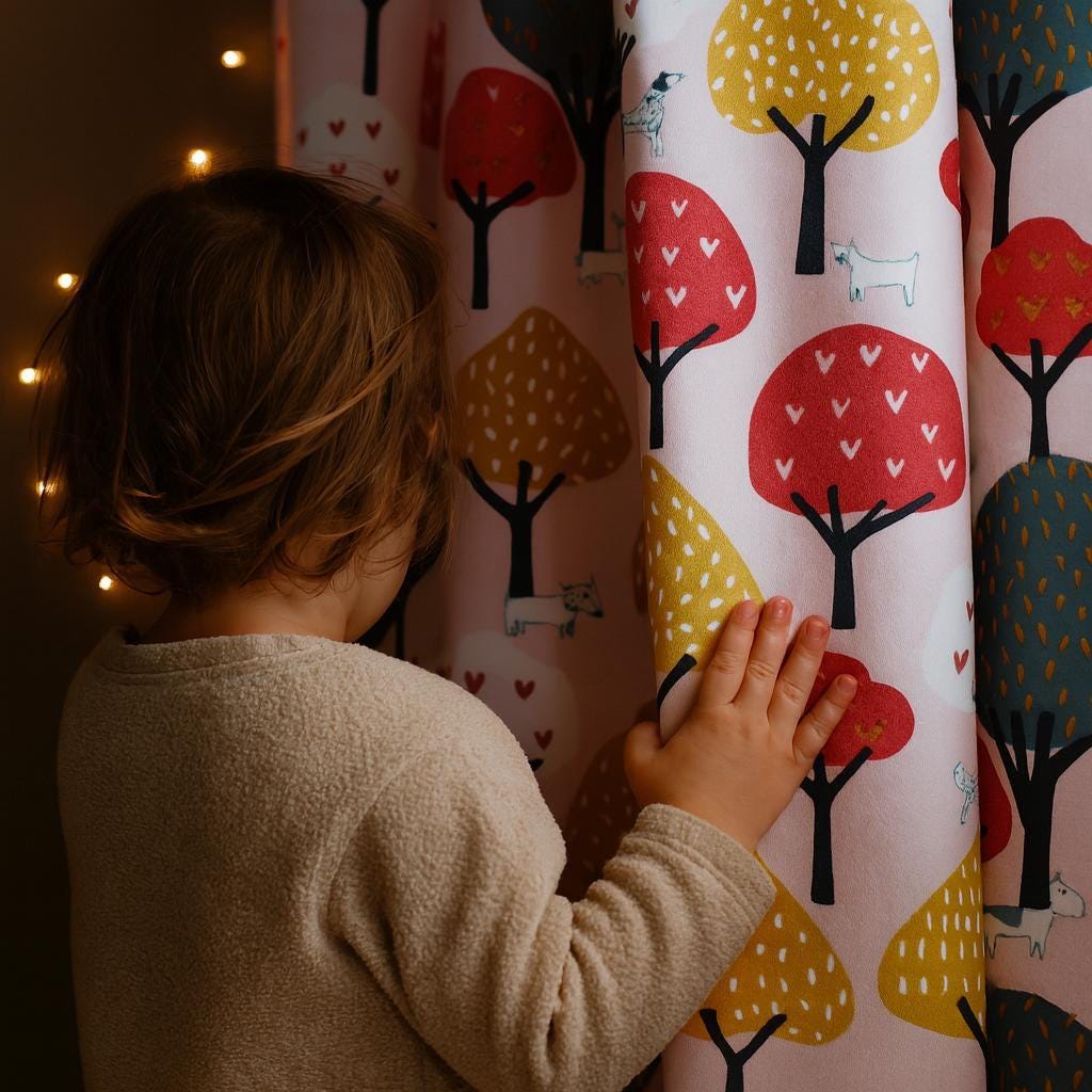 Blush Pink Woodland Curtains: Organic Cotton, Kids Nursery Drapes — image 6