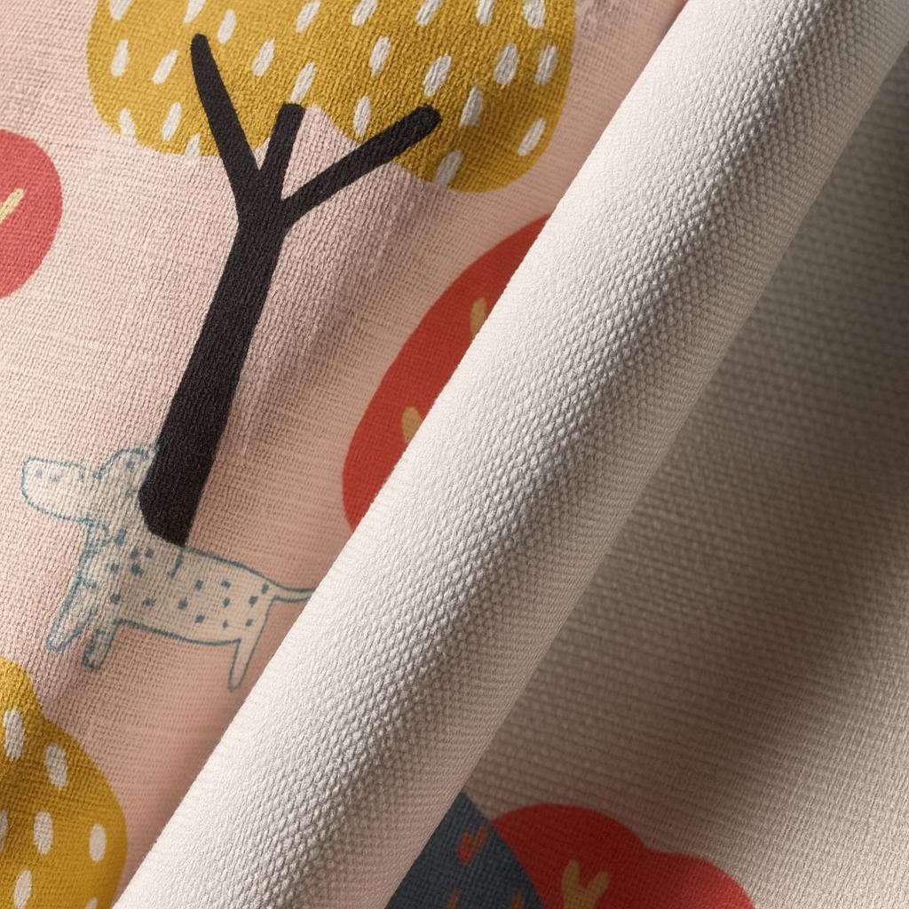 Blush Pink Woodland Curtains: Organic Cotton, Kids Nursery Drapes — image 8