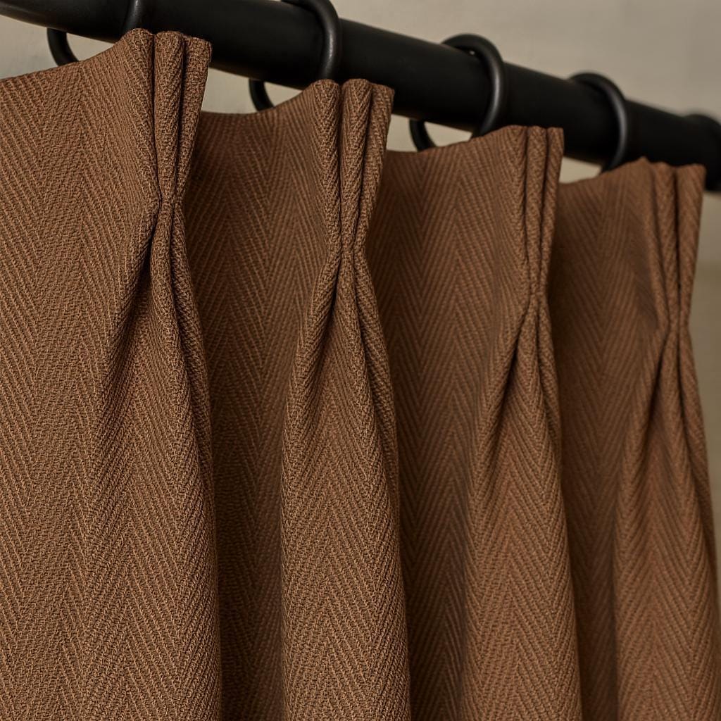 Pinch Pleat Curtains: Cocoa Linen with Blackout or Cotton Lining - Custom Fit — image 1