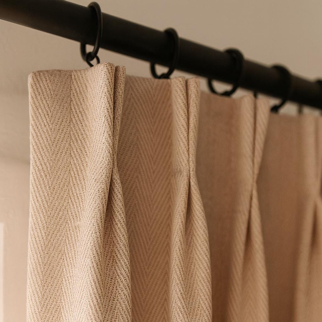 Taupe Linen Pinch-Pleat Curtains (Custom Width & Length, Blackout or Cotton Liner) — image 1