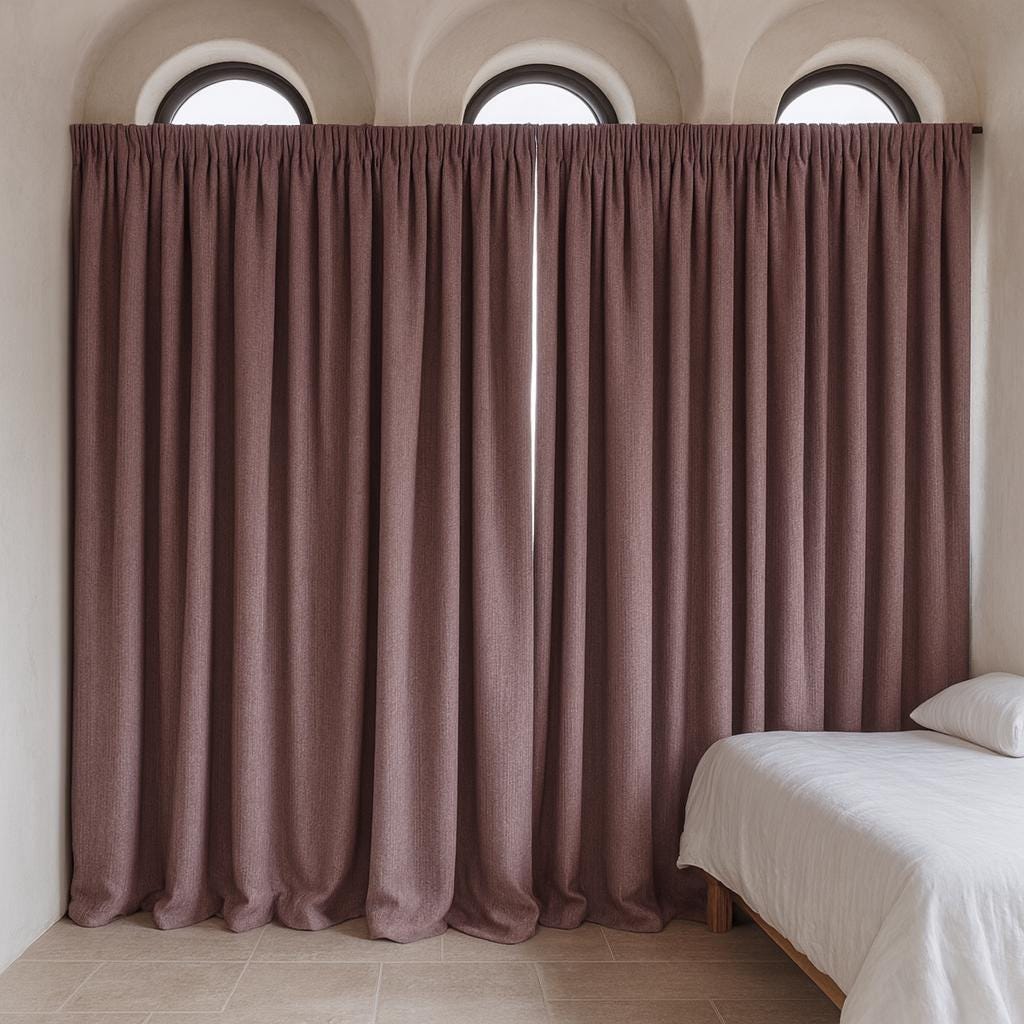 Dusty Mauve Linen Curtain Panel - Heavyweight Organic Fabric with Liner Options — image 3