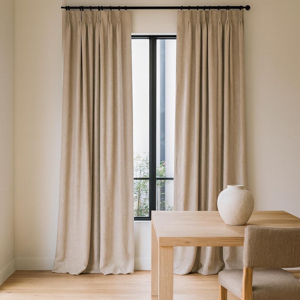 Taupe Linen Pinch-Pleat Curtains (Custom Width & Length, Blackout or Cotton Liner) — image 5