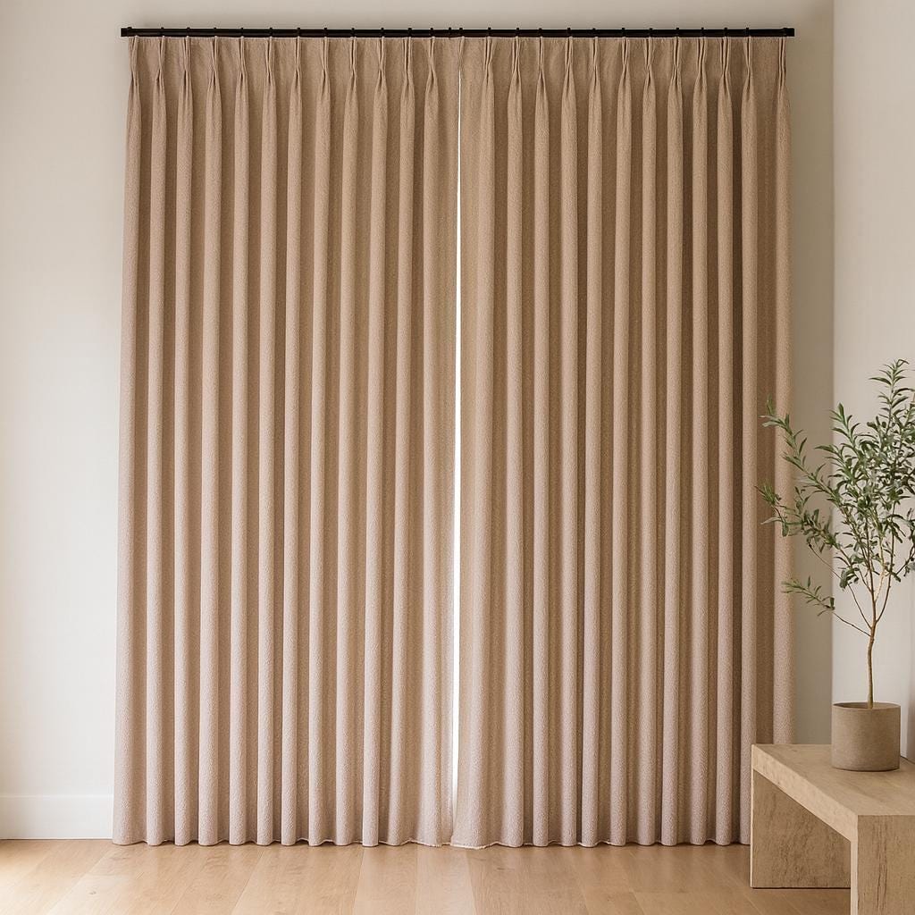 Taupe Linen Pinch-Pleat Curtains (Custom Width & Length, Blackout or Cotton Liner) — image 7