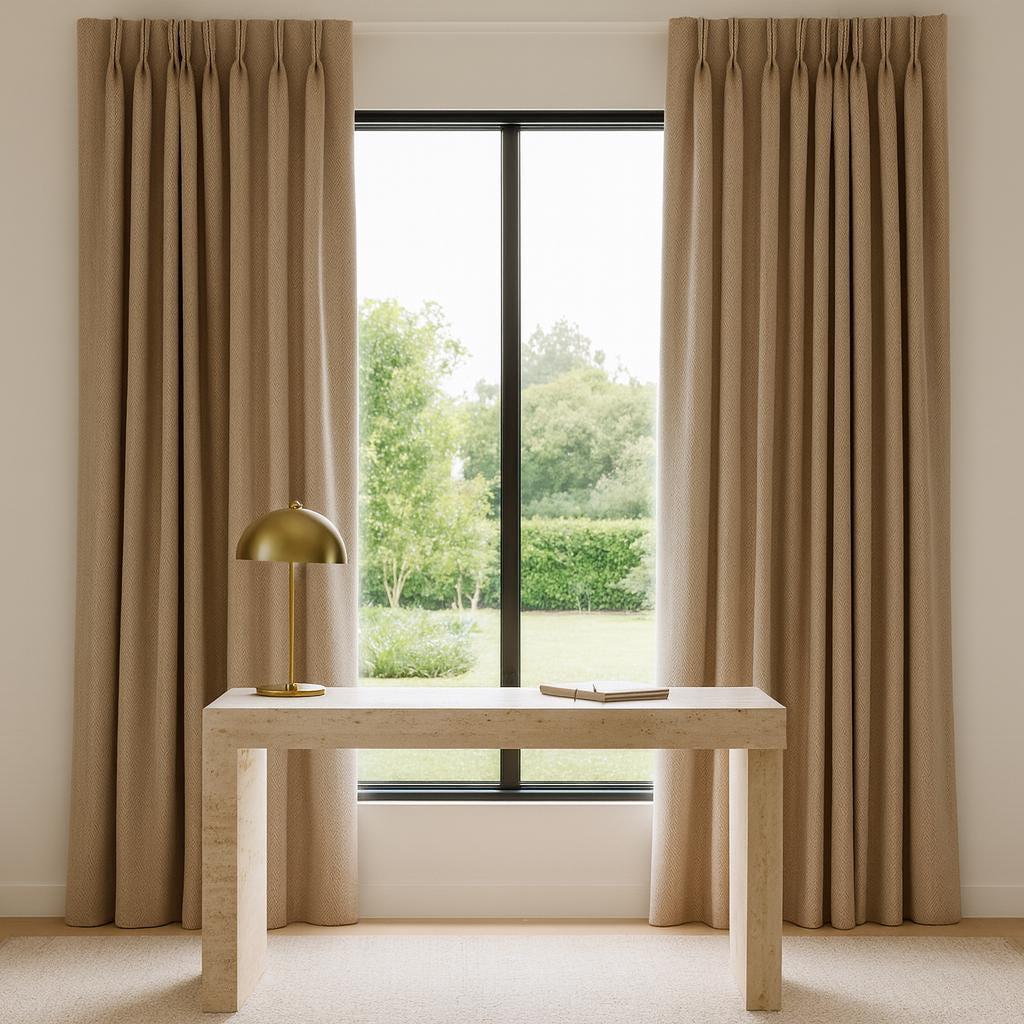Taupe Linen Pinch-Pleat Curtains (Custom Width & Length, Blackout or Cotton Liner) — image 10