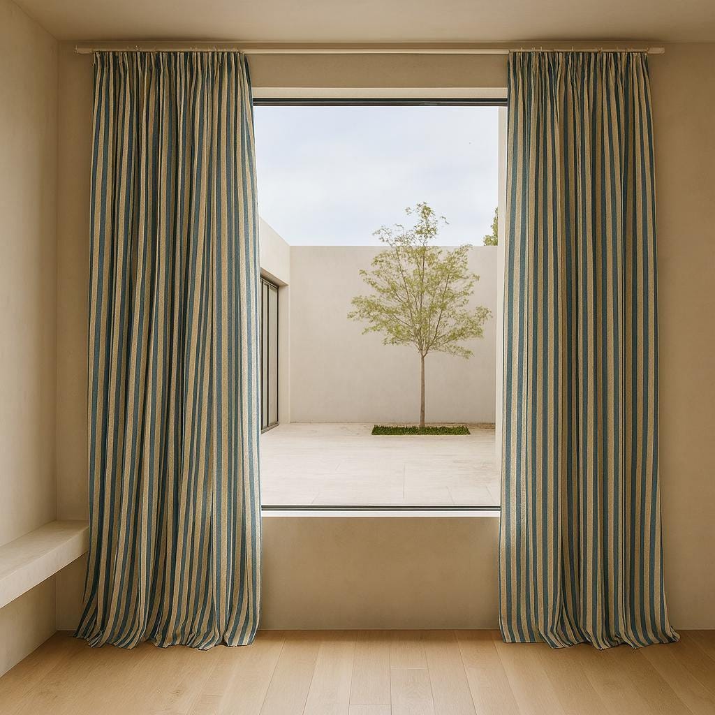 Organic Cotton Curtains: Hand Block-Printed Teal Stripes (Custom Sizes Available) — image 5