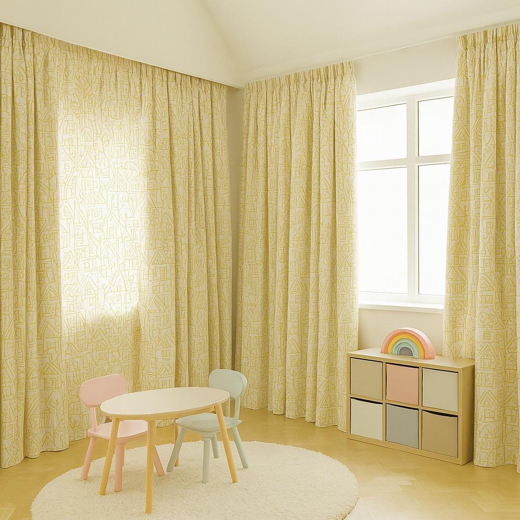 Mustard House & Tree Linen Curtains - Blackout or Light-Filtering Panels — image 5