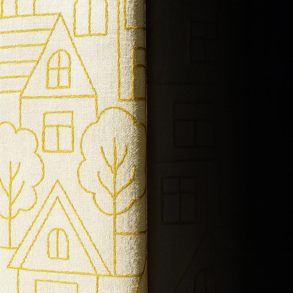 Mustard House & Tree Linen Curtains - Blackout or Light-Filtering Panels — image 7