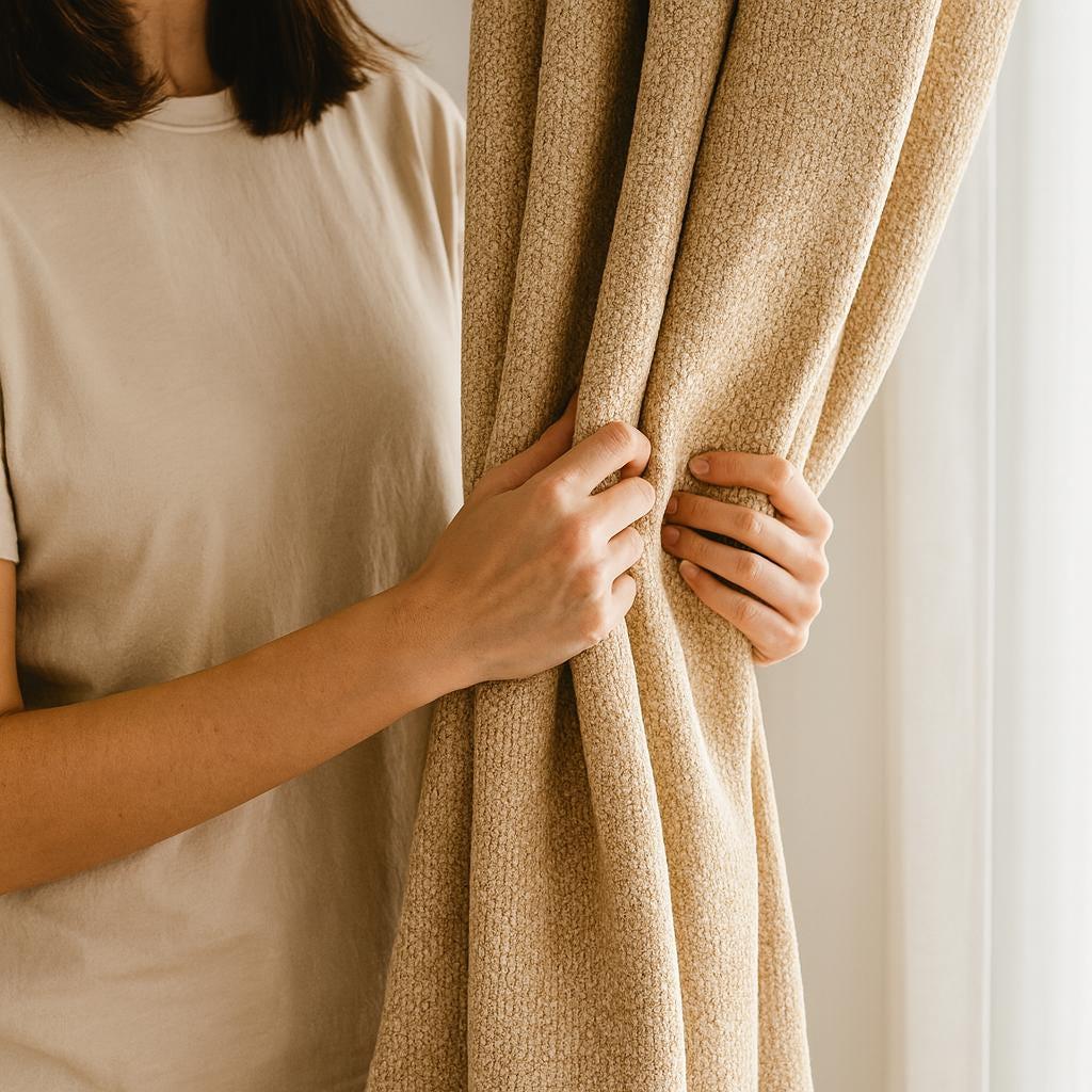 Organic Cotton Curtains: Flax Natural Beige (Blackout or Light-Filtering) — image 8
